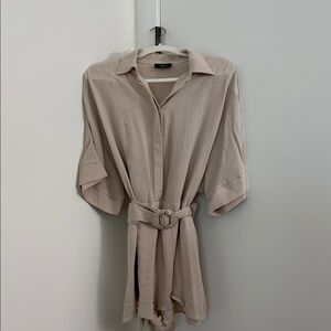 VICI Beige Button-Up Romper with Belt